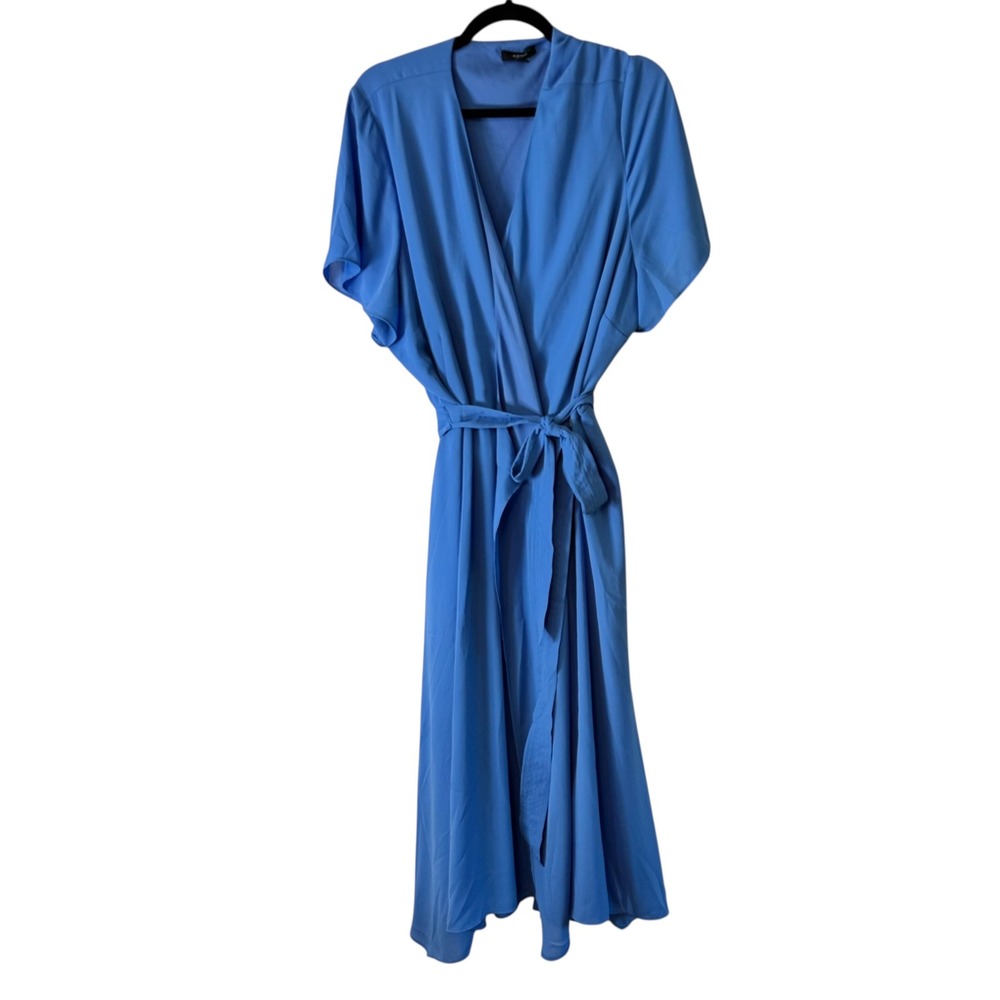 Alfani Wrap Dress Midi‎ Tie Waist Career Casual Blue Plus Size 26W